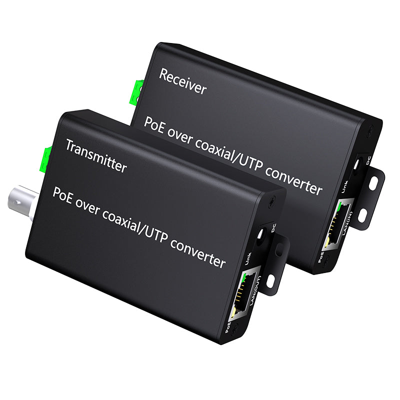SECURESURVEIL SW-905M9OE POE Ethernet Over Coax / UTP Converter Max 1000m Power and Data Transmission Max100Mbps Over Regular RG59/6 Coaxial Cable (2-Pack)