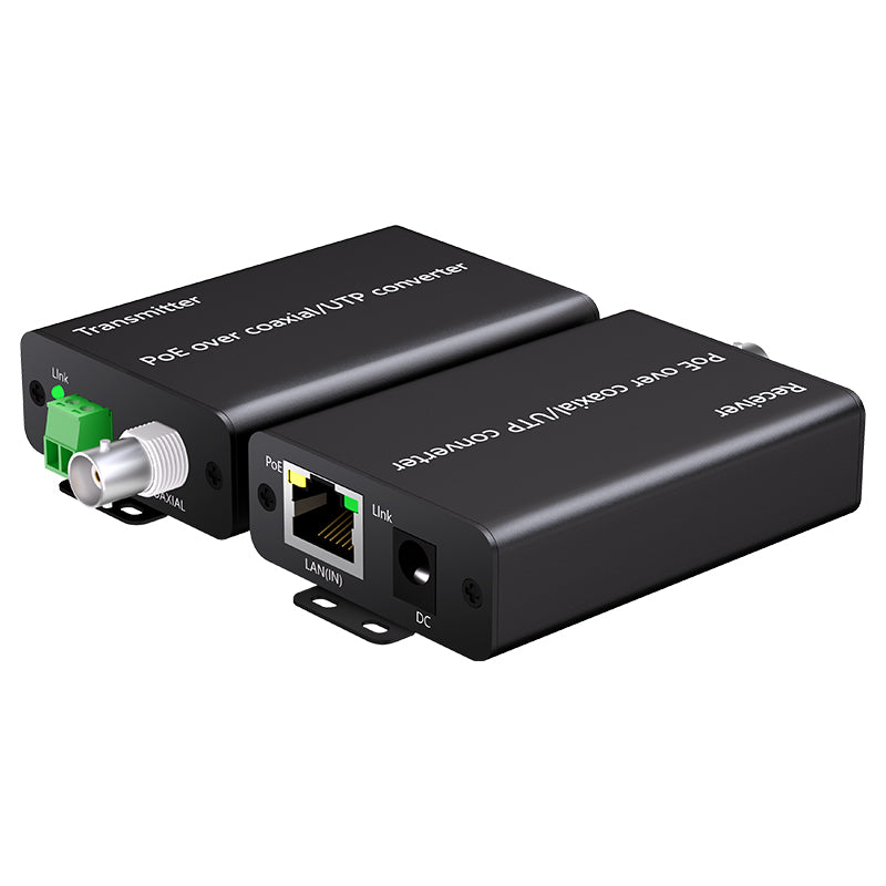 SECURESURVEIL SW-905M9OE POE Ethernet Over Coax / UTP Converter Max 1000m Power and Data Transmission Max100Mbps Over Regular RG59/6 Coaxial Cable (2-Pack)