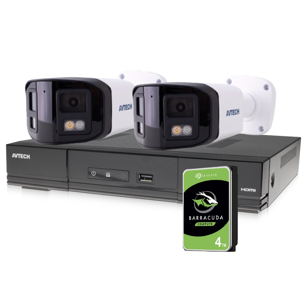 AVTECH Standard Series AVH2109 4K+ 8 Channel 4TB Wired System with AVPONA Series DGM8707 8MP Dual-Lens Bullet IP Camera (NDAA TAA compliant)