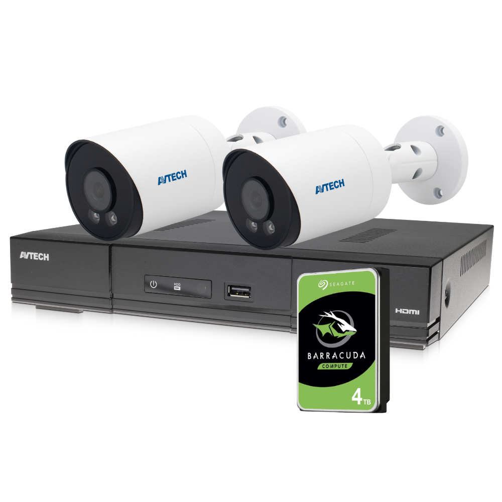 AVTECH Standard Series AVH2109 4K+ 8 Channel  4TB Wired System with AVPro Series DGM8109 8MP  Extemal  Alarm Bullet IP Camera (NDAA TAA compliant )