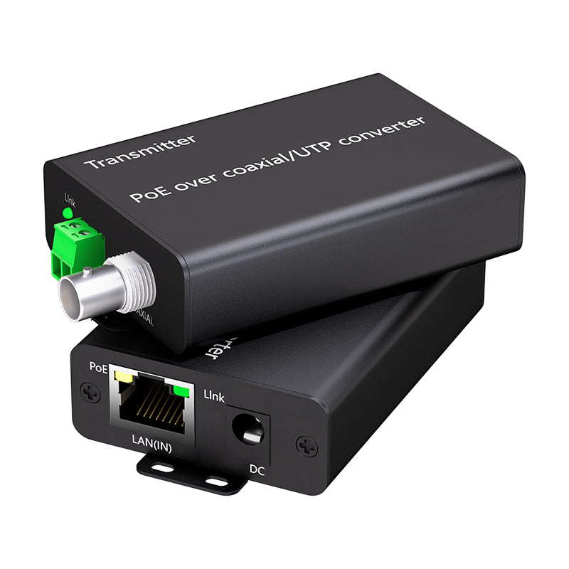 SECURESURVEIL  SW-905M9OE POE Ethernet Over Coax / UTP Converter Max 1000m Power and Data Transmission Max100Mbps Over Regular RG59/6 Coaxial Cable  (2-Pack)