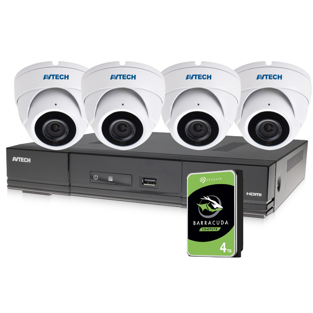 AVTECH Standard Series AVH2109 4K+ 8 Channel  4TB Wired System with AVSwift DGM5203  Wired 4K IP Dome Cameras (NDAA TAA compliant)