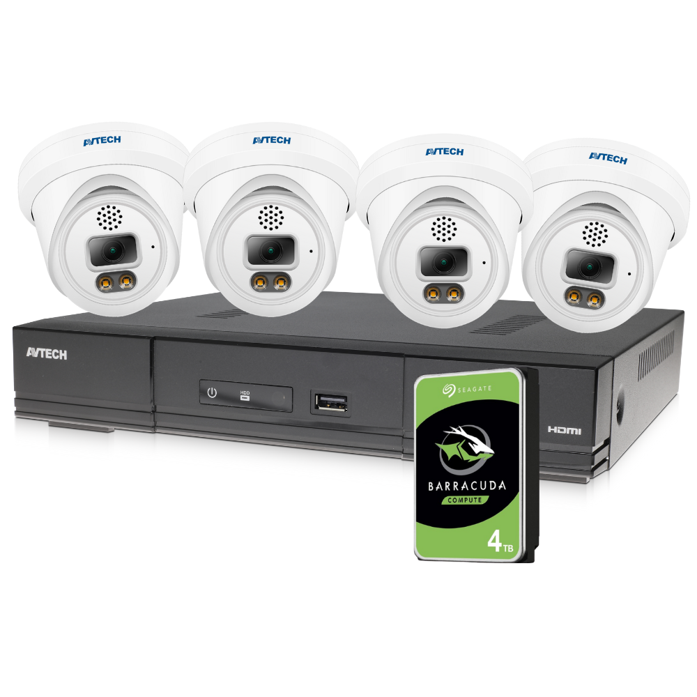 AVTECH Standard Series AVH2109AX 4K+ 8 Channel  4TB Wired System with DGM8208 Active Deterrence Dome  IP Cameras (NDAA  TAA compliant)